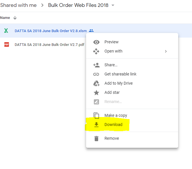 Right click on the file and download